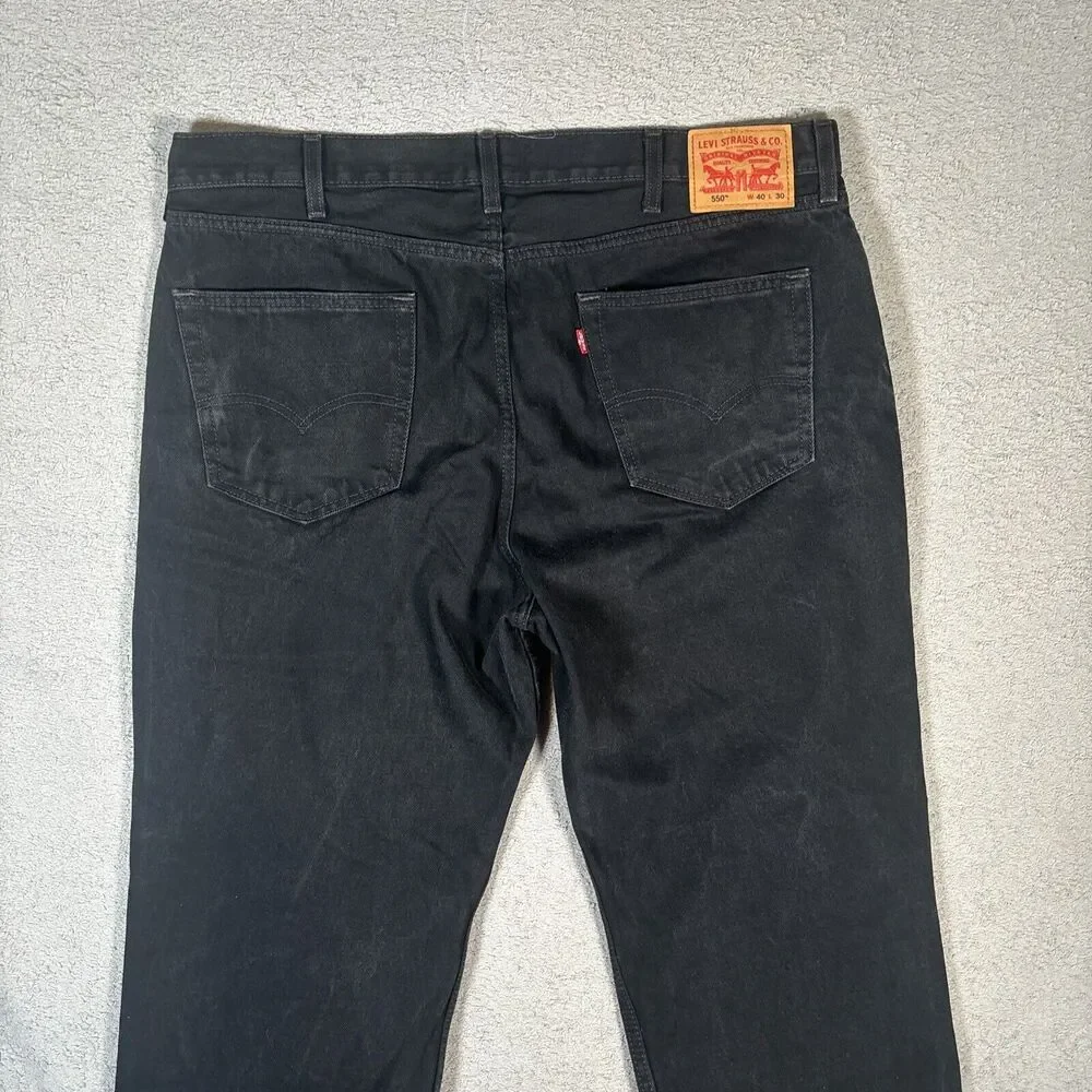 Levi's 550 Jeans Relaxed Fit Men's Size 40x30 Black EUC Grunge Wide‎ Leg Y2K
